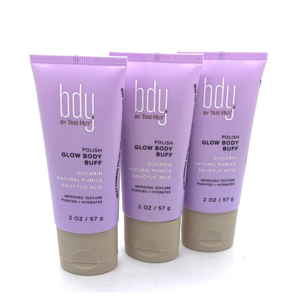Lot of 3 - BDY by Tree Hut GLOW BODY BUFF 2 oz NEW Travel Size